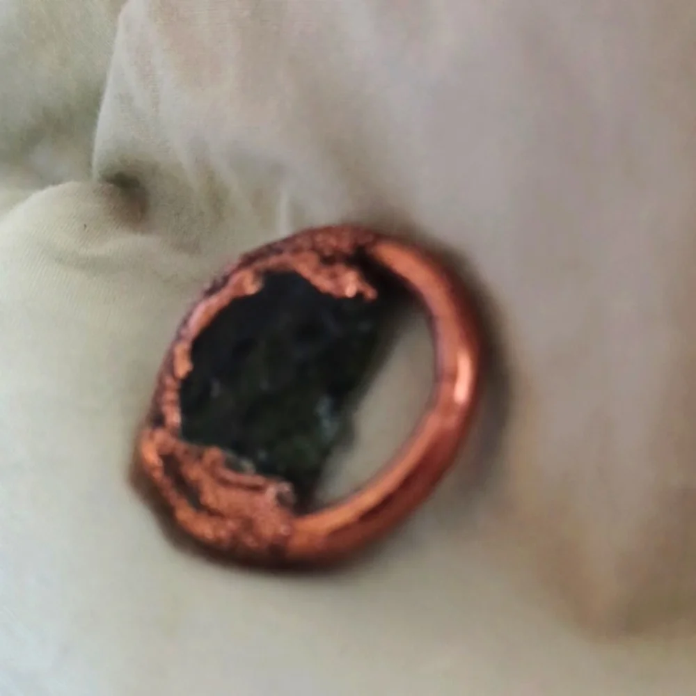 Moldavite Casted in Copper Circle - Picture 5 of 6